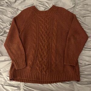American Eagle Cable Knit Burnt Orange Sweater